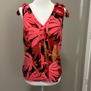 J. Crew Bruna Hawaiian Tie Shoulder Floral Top, Antigua Leaves, M